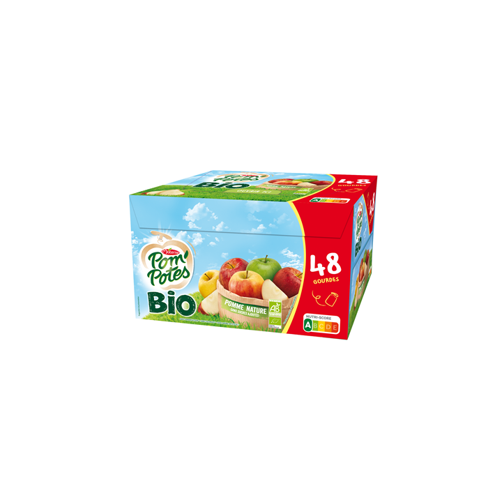 48 Gourdes Pomme Bio Sans Sucres Ajoutés Pom'Potes Materne 48 x 90 G - Grossiste boissons, fournisseur de boissons, boissons en