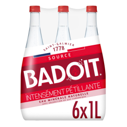 Badoit Rouge Eau Minérale Gazeuse Intensément Pétillante 6 x 1 L - Vos courses en ligne livrées à domicile avec ClicMarket