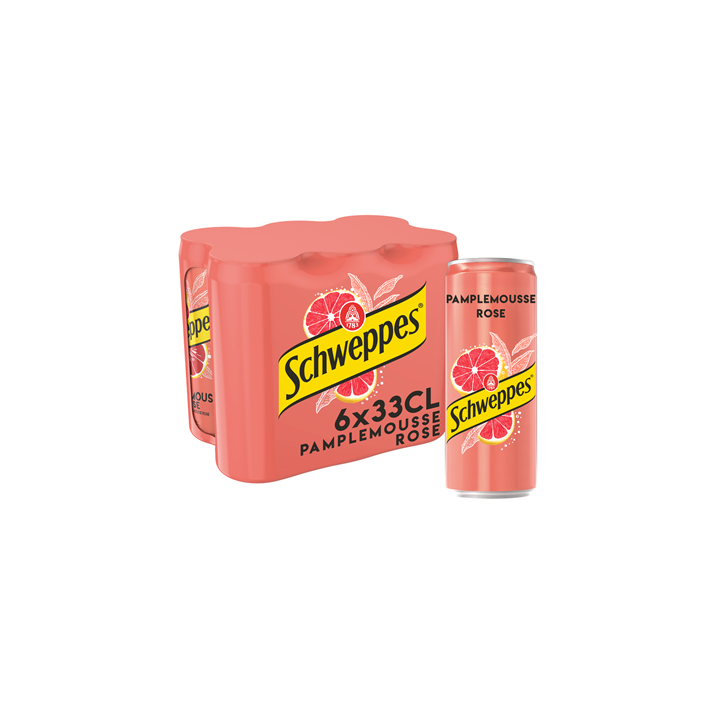 24 Canettes de Schweppes Pamplemousse Rose 24 x 33 CL - Grossiste boissons, fournisseur de boissons, boissons en gros avec ClicM