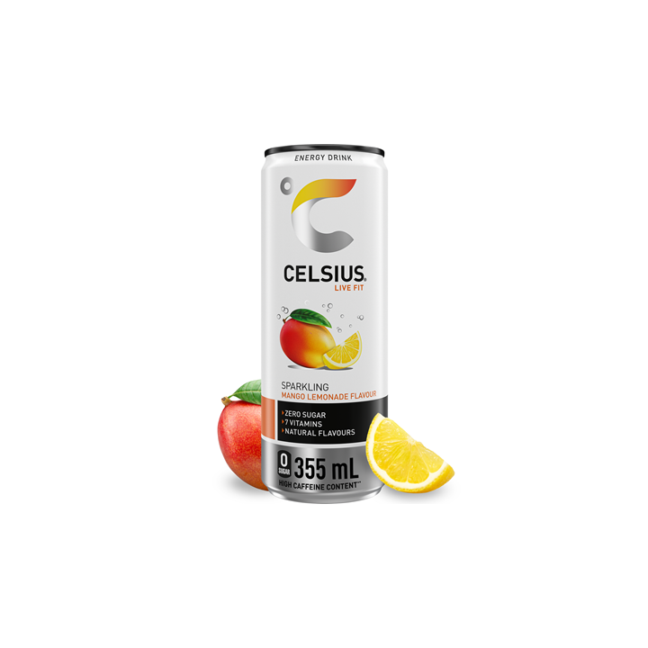 12 Canettes de Boisson Energisante Sans Sucres Mangue & Citron Celsius 12 x 35.5 CL - Grossiste boissons, fournisseur de boisson