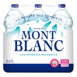 6 Bouteilles d'Eau Minérale Naturelle Mont Blanc 6 x 1 L - Grossiste boissons, fournisseur de boissons, boissons en gros avec Cl