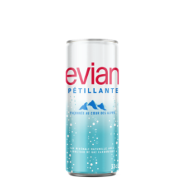 24 Canettes d'Evian Pétillante 24 x 33 CL - Grossiste boissons, fournisseur de boissons, boissons en gros avec ClicMarket