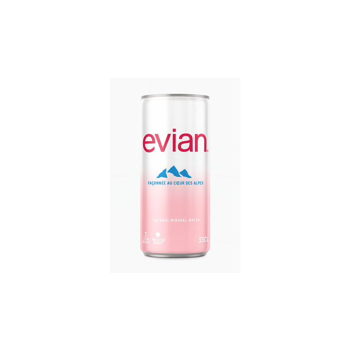 24 Canettes d'Eau Minérale Evian 24 x 33 CL - Grossiste boissons, fournisseur de boissons, boissons en gros avec ClicMarket