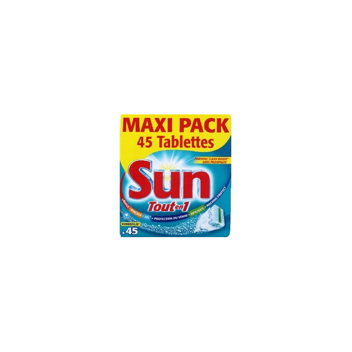 Sun Tout en 1 Maxi Pack 45 Pastilles - Vos courses en ligne livrées à domicile avec ClicMarket
